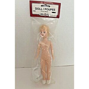 Vintage FIBRE CRAFT 7.5” Blonde‎ Bobb Blue Eyes Craft Doll w Stand Moving Parts